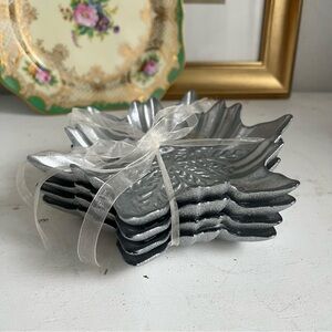 AKCAM Christmas Snowflake Glass 6” Plate Set of 4 new